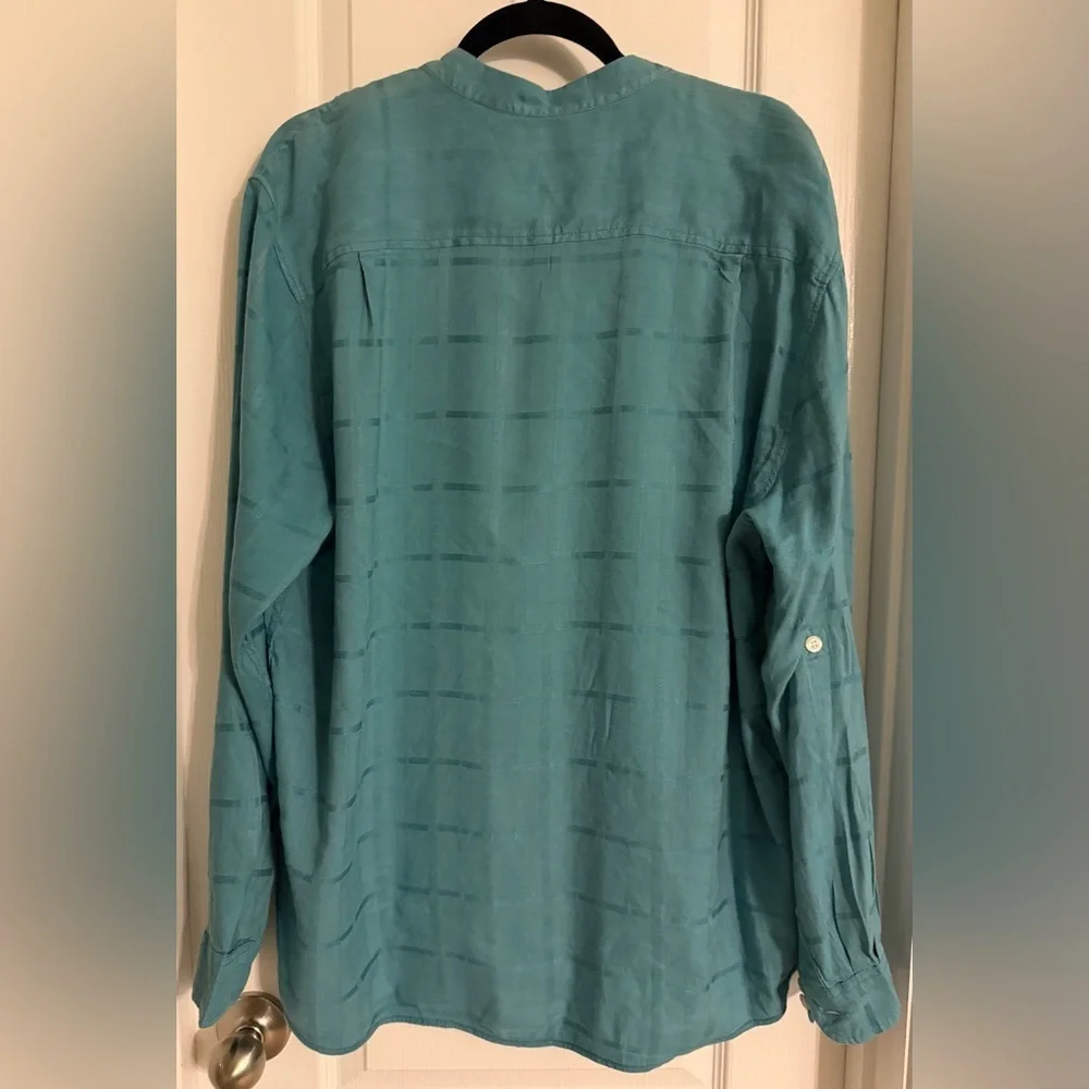 Roundtree & Yorke Caribbean Teal Shirt Size-L - Picture 6 of 7